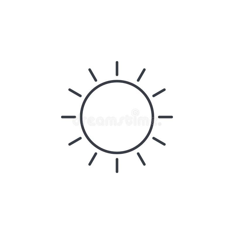 Sun yellow thin line icon. Linear vector illustration. Pictogram isolated on white background. Sun yellow thin line icon. Linear vector illustration. Pictogram isolated on white background