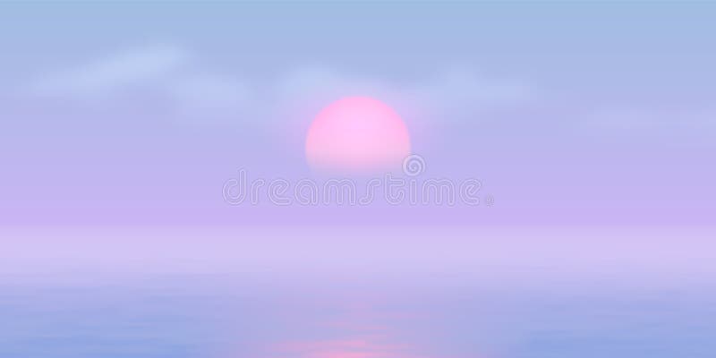 Sun över havet med solvägs- och ångvågsfärg 90-årsjubileum med blå och rosa färger royaltyfri illustrationer