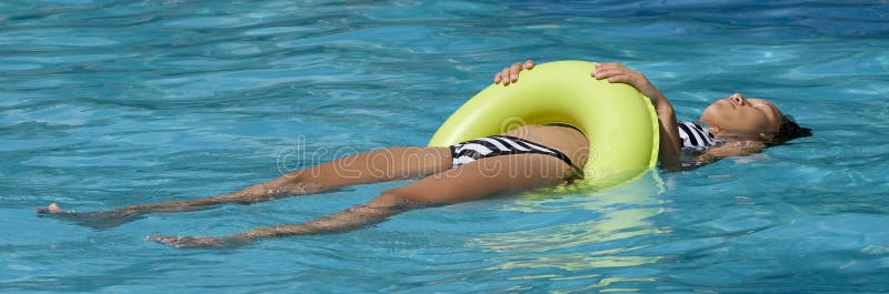 Sunbathing in the swimming pool