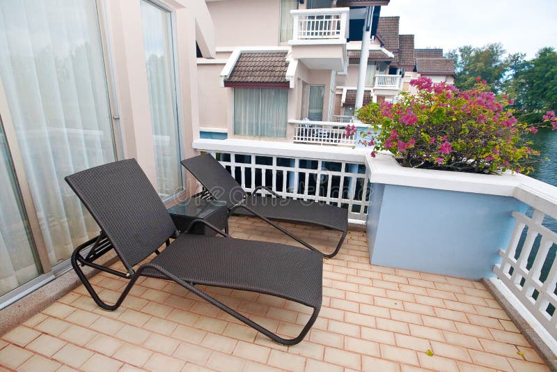 Sunbed on a tropical terrace