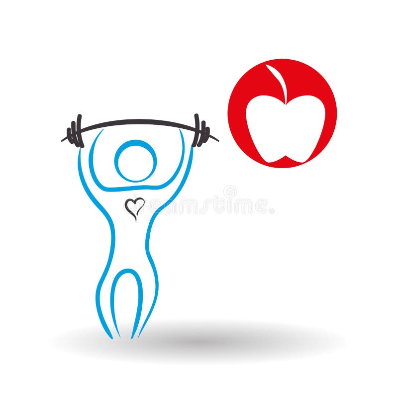 Sund livsstildesign Bodybuildingillustration vit backg vektor illustrationer Sund livsstildesign Bodybuildingillustration vit backg vektor illustrationer