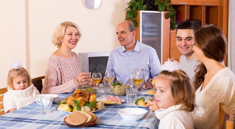 Sunday dinner of family stock photo. Image of family - 49360556