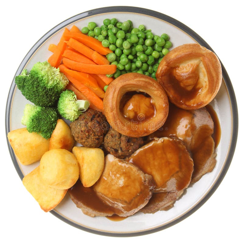 Sunday Roast Pork Dinner stock photo. Image of horizontal - 33603348