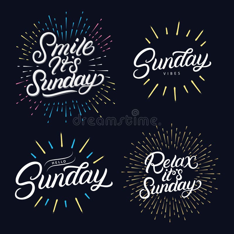 Sunday Vibes Hand Written Lettering Quote Stock Vector Illustration Of Emotion Design 123690626
