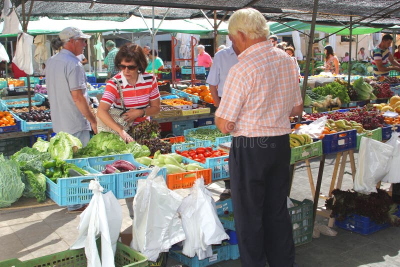 Fruits and vegetables market in Pollenca, Mallorca (Majorca), Spain