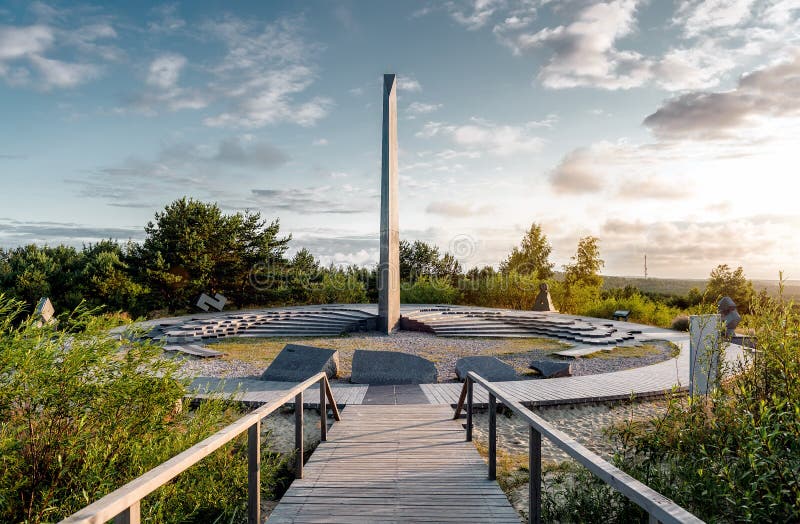 Sunrise over sundial. Parnidis dune, Curonian Spit in Lithuania. UNESCO World Heritage Site. Sunrise over sundial. Parnidis dune, Curonian Spit in Lithuania. UNESCO World Heritage Site