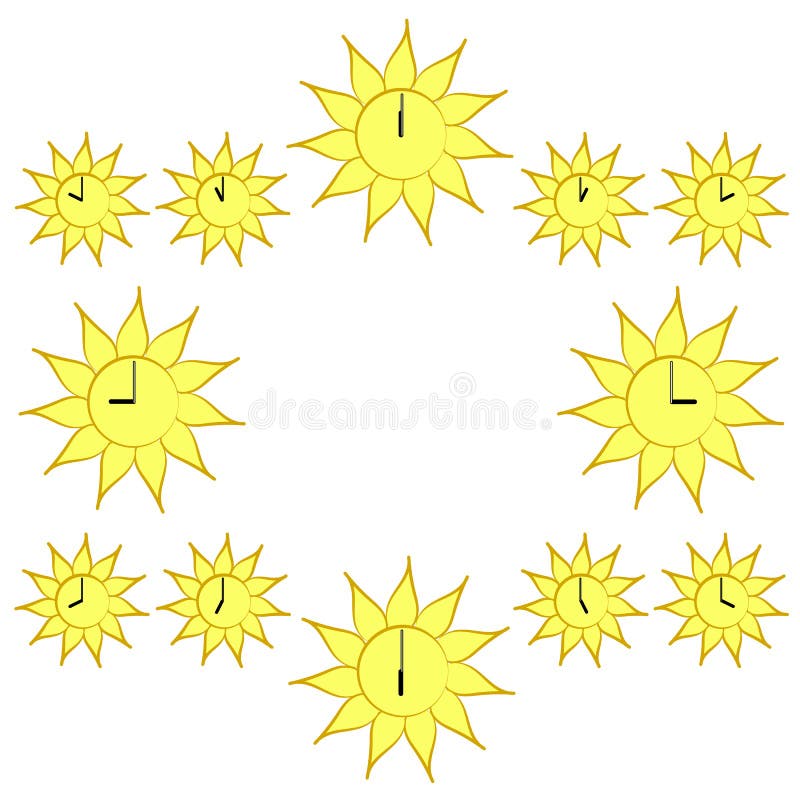 Sundial. the Clock Face is in the Circle of the Sun. Vector