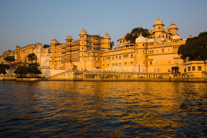 Udaipur: Golden City Palace, Lake Pichola Stock Image ...