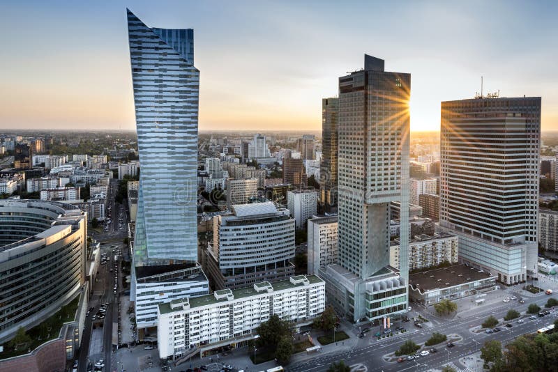 Sundown over Warszawa city, Poland royalty free stock photos Sundown over Warszawa city, Poland royalty free stock photos