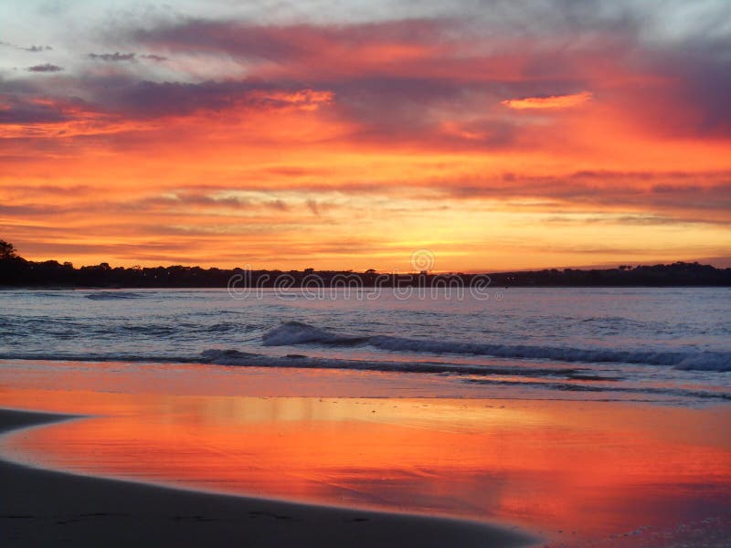 Sundown at inverloch beach stock image. Image of beach 48712767