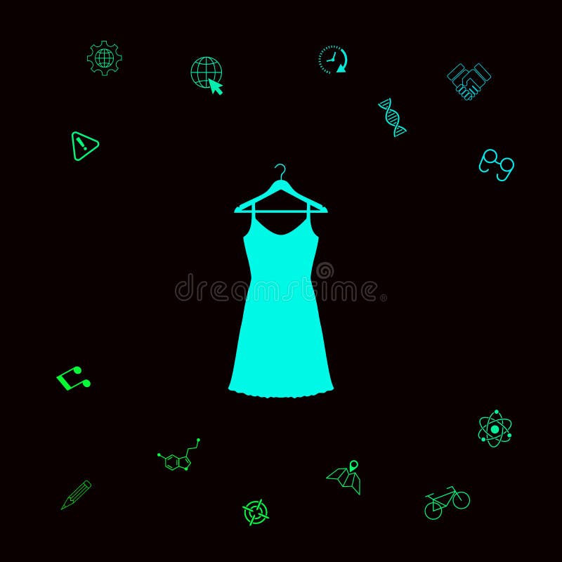 Sundress, wiecz?r suknia, kombinacja lub nightie na garderoba wieszaku sylwetka Menu rzecz w sie? projekcie Graficzny ele ilustracji Sundress, wiecz?r suknia, kombinacja lub nightie na garderoba wieszaku sylwetka Menu rzecz w sie? projekcie Graficzny ele ilustracji
