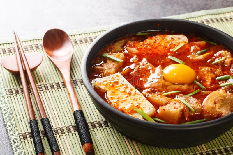 Sundubu Jjigae or Soft Tofu Stew, is a Traditional Korean Dish Made