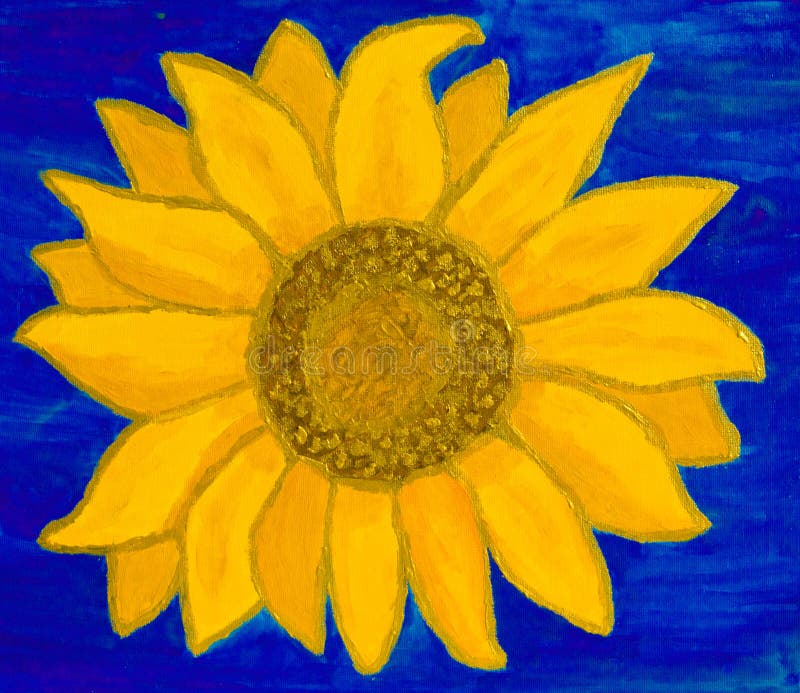 Sunflower, Acrylic Painting Stock Illustration Illustration of yellow
