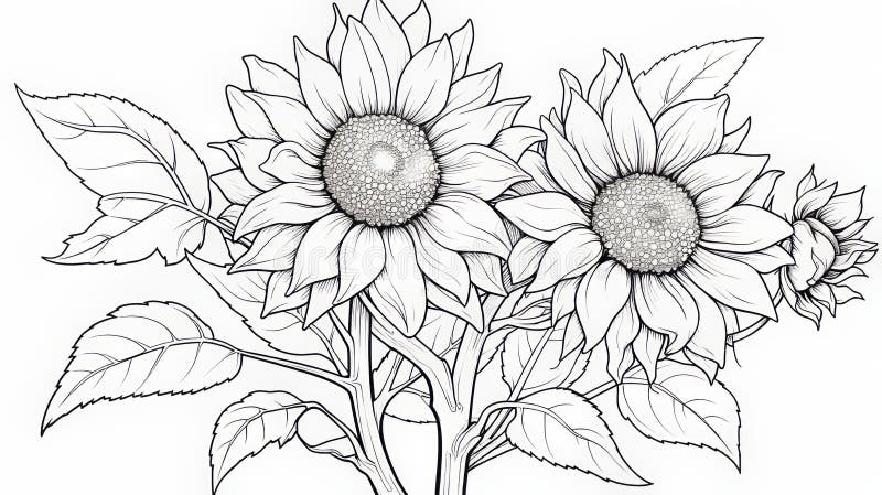 kids sunflower coloring page pencil drawing of vector design with pencil  sketch 10792092 Vector Art at Vecteezy