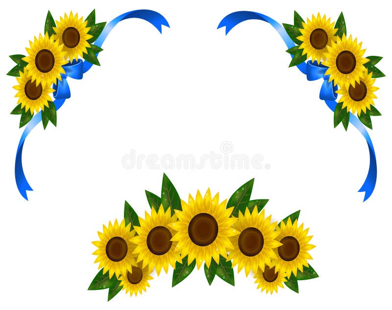 Download Sunflower Decoration Icon Border Ribbon (vector) Stock ...