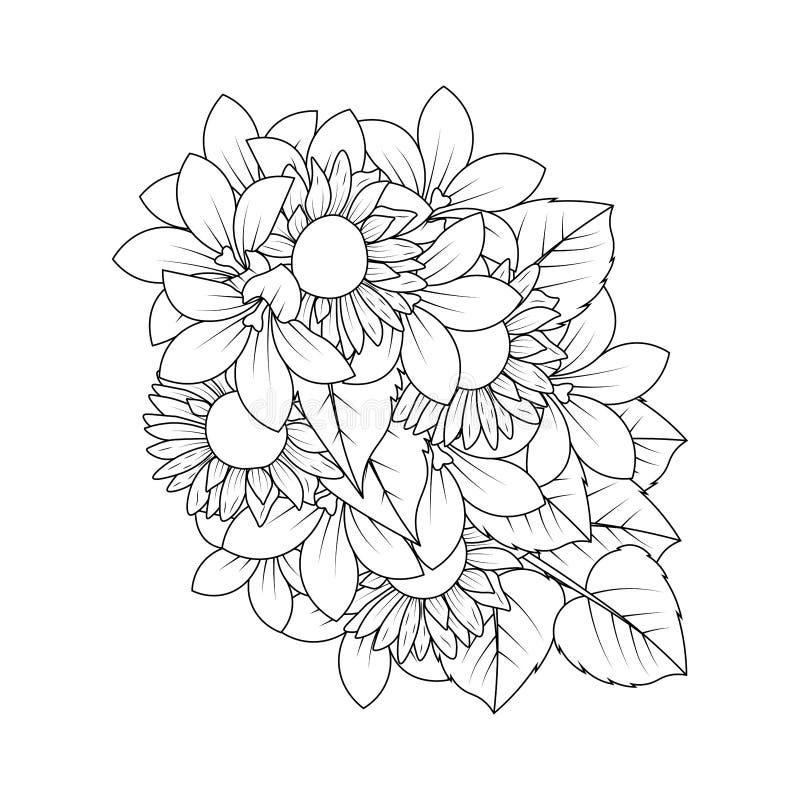 kids sunflower coloring page pencil drawing of vector design with pencil  sketch 10792092 Vector Art at Vecteezy