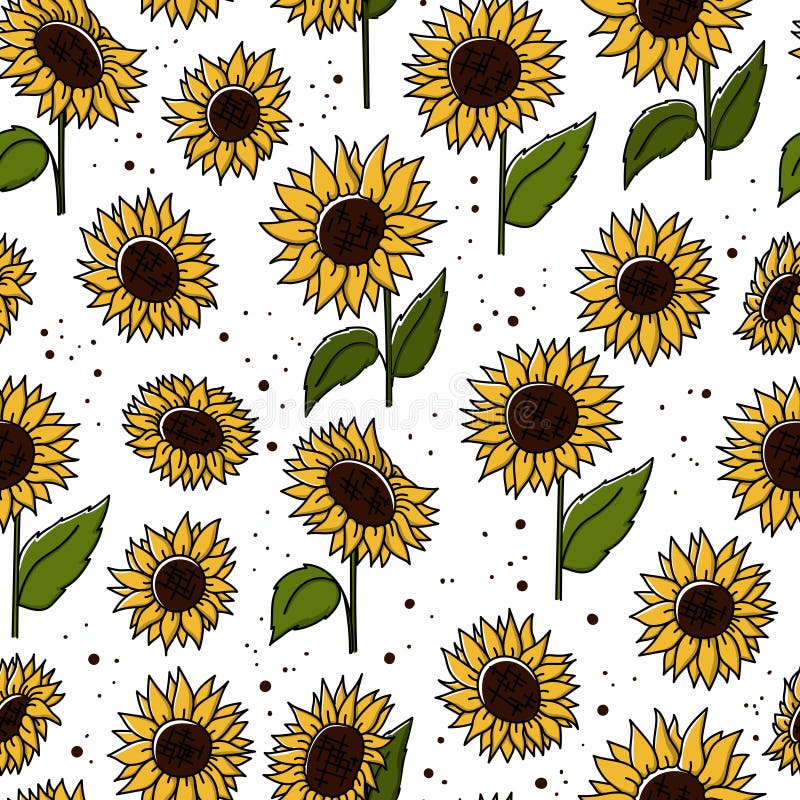 Sunflower Doodle Art Coloring Page with Decorative Flower Background ...