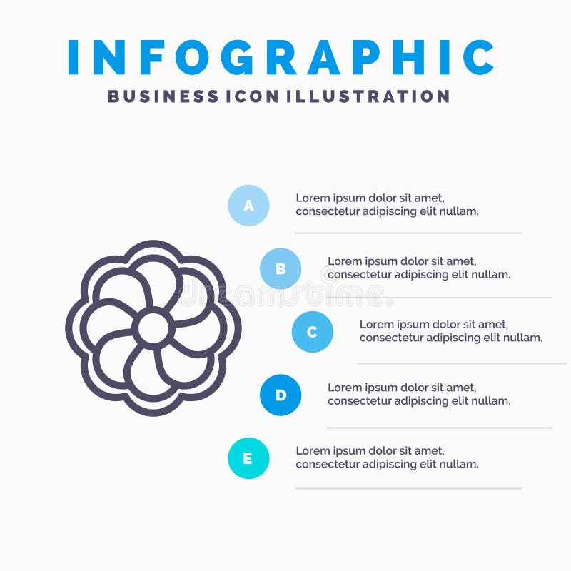 Sunflower, Flower, Madrigal Line icon with 5 steps presentation infographics Background