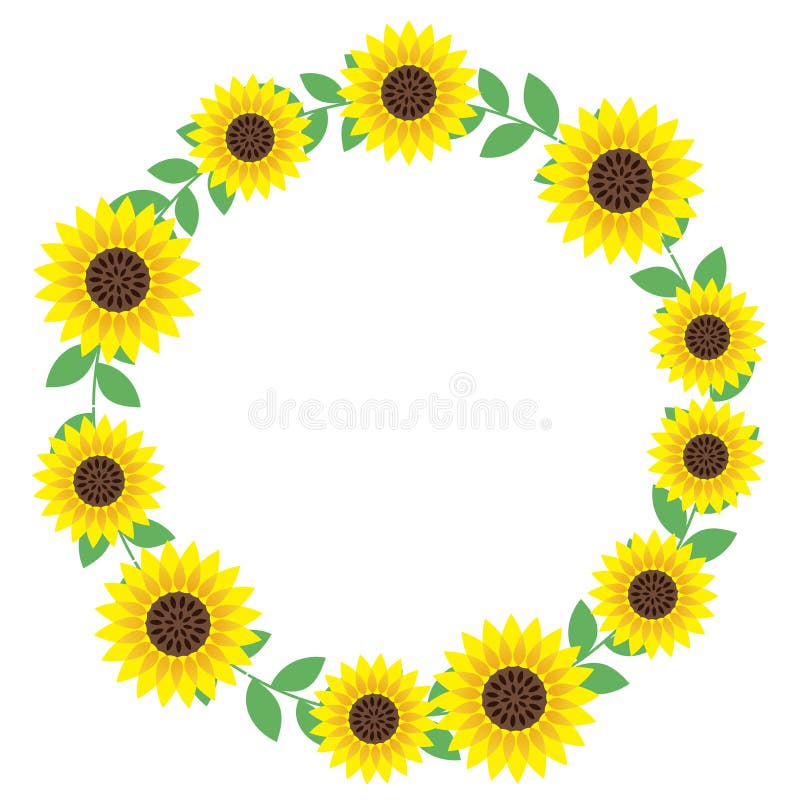 Simple Sunflowers Flower Circle Border Template Stock Illustration -  Illustration of geometric, gree: 132977777