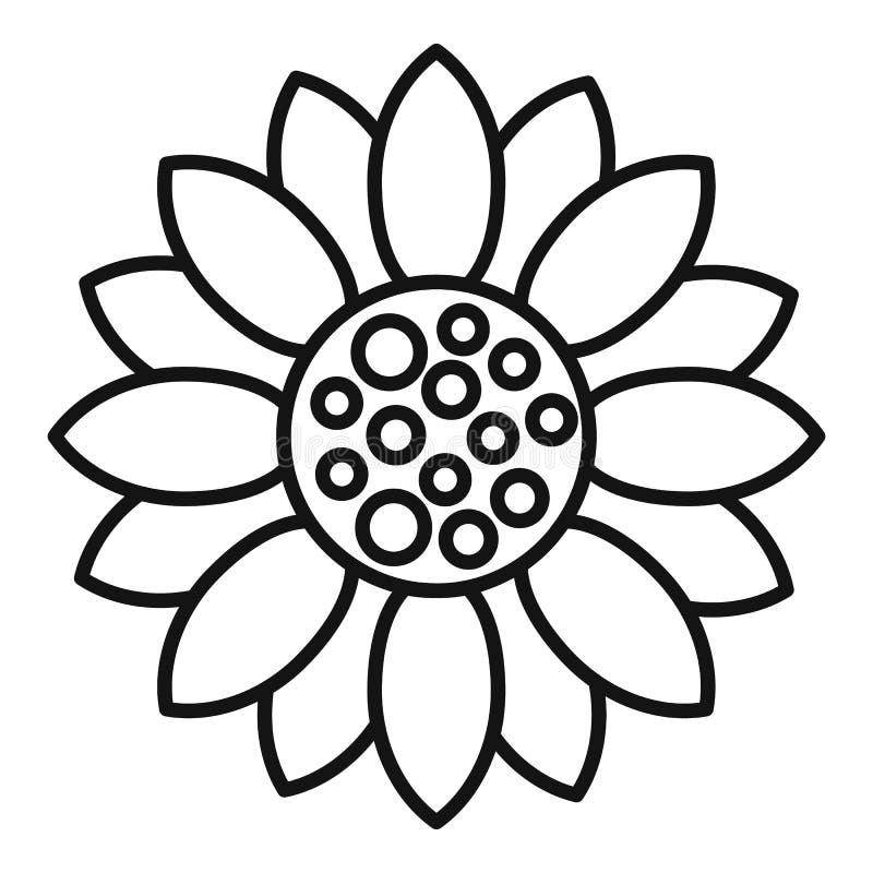 Sunflower icon, outline style.
