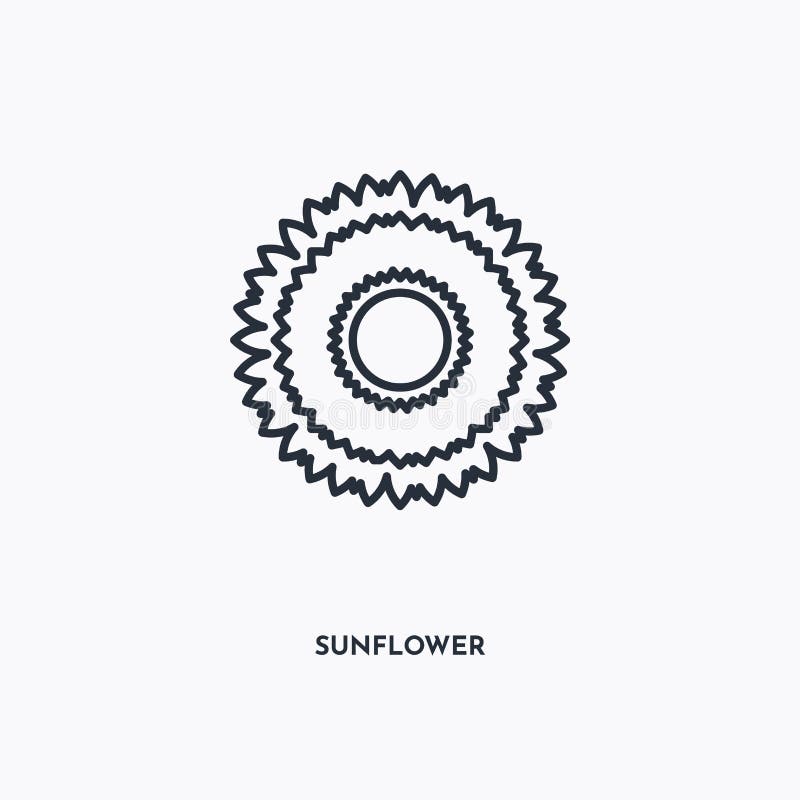 Download Sunflower Linear Icon Harvest Coloring Page Stock Vector ...
