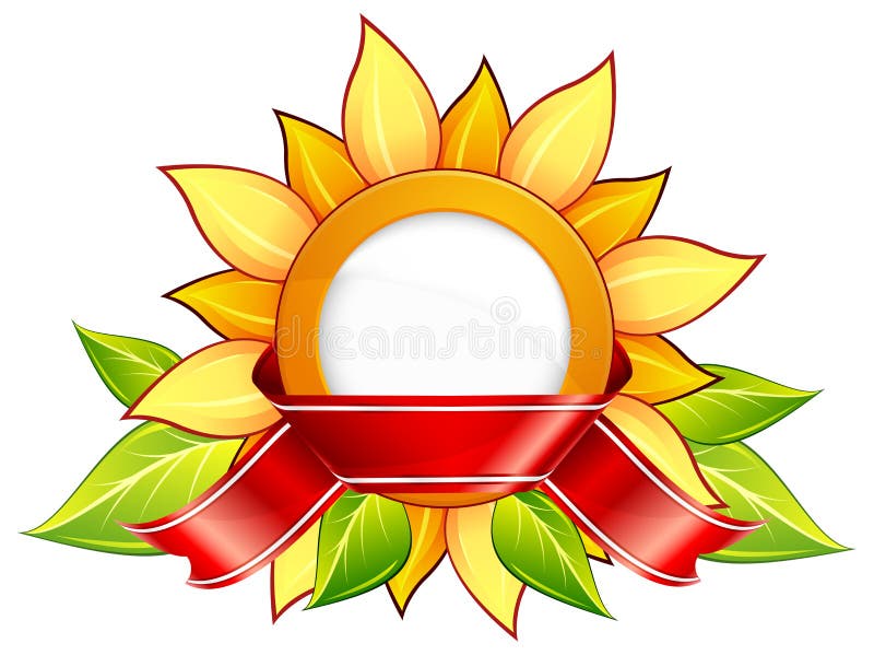 Sunflower & ribbon stock vector. Illustration of banner 19643660