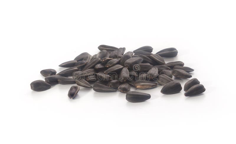 Isolated handful of sunflower's seeds on the white background