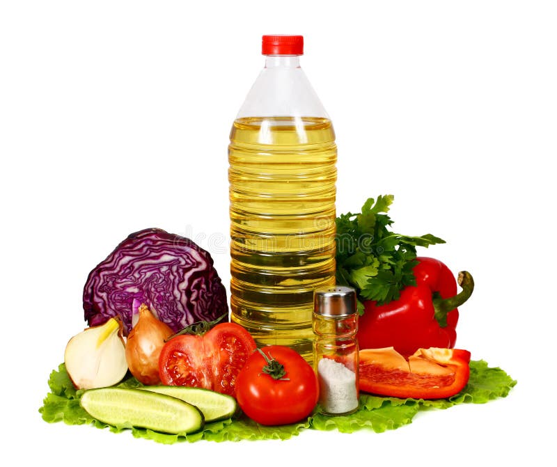 Sunflower seed oil and vegetables for salad