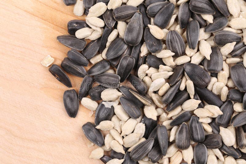 White Sunflower Seed on Black Seeds. Stock Photo Image of objects
