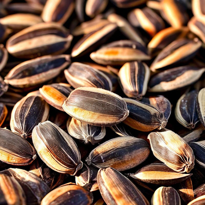 Sunflower Seeds Large Flat Oval Seeds with a Hard Outer Shell a Stock