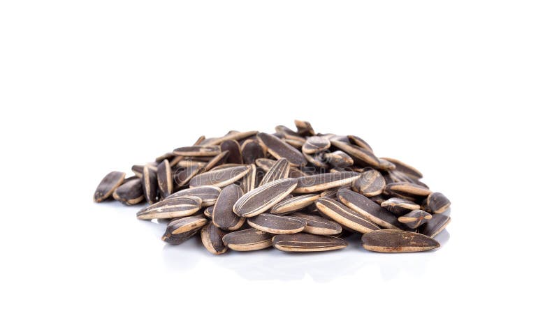 Sunflower seeds on white background