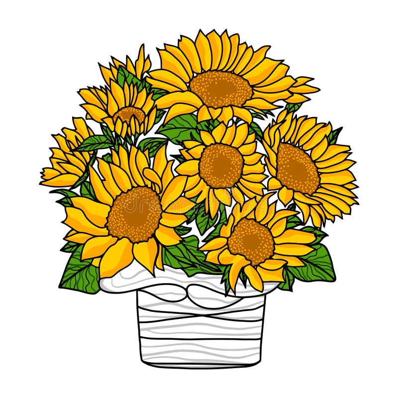 Sunflower vase vector stock vector. Illustration of flora 269562547