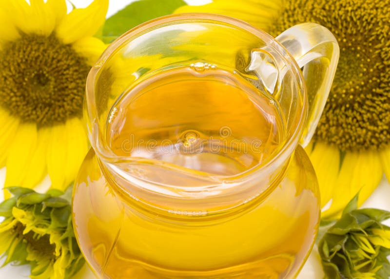 Sunflower and Vegetable Oil Stock Photo Image of glass, blossom 10842672