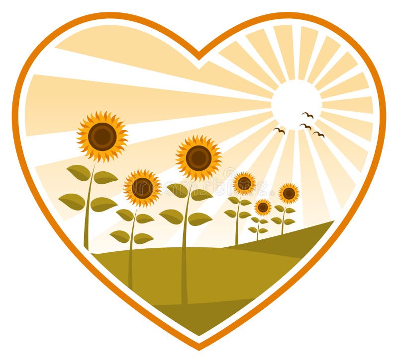 Download Sunflowers in heart stock vector. Illustration of ...