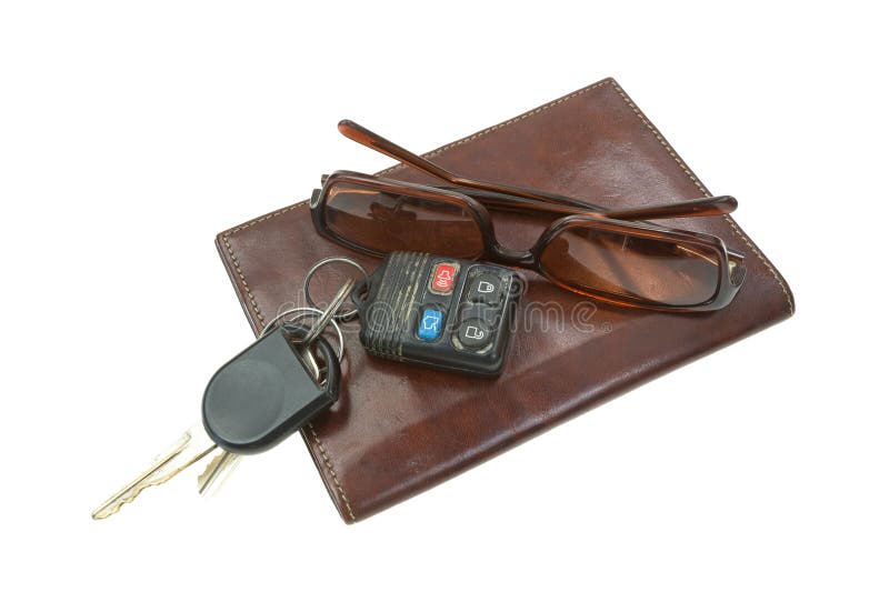 Sunglasses and Car Keys Atop Billfold. Stock Image Image of keys