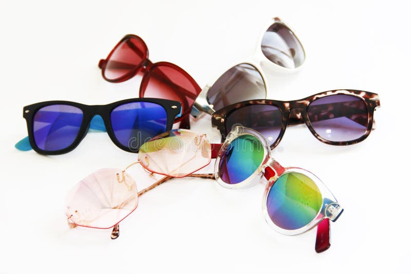 Sunglasses with Colored Lenses and Plastic Frames Stock Image Image