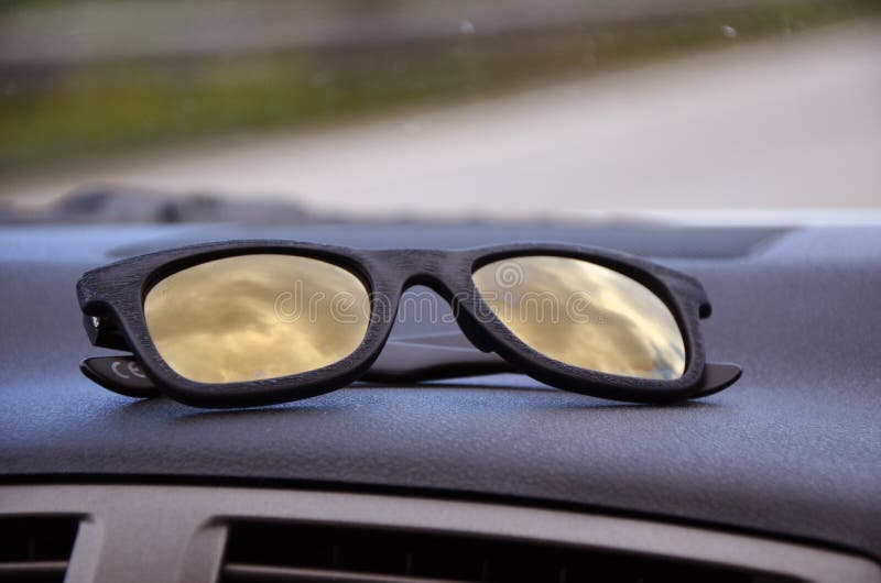 Sunglasses on a Dashboard of a Car Stock Image Image of inside, page