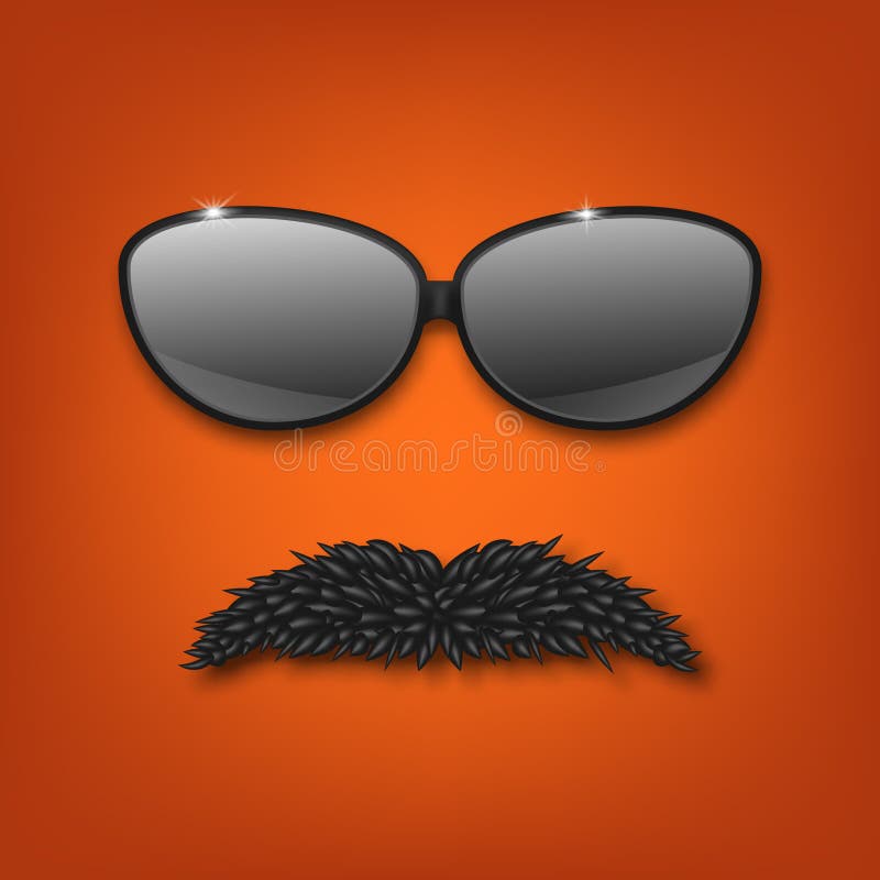 Funny Face With A Mustache And Sunglasses, Vector Illustration. Stock
