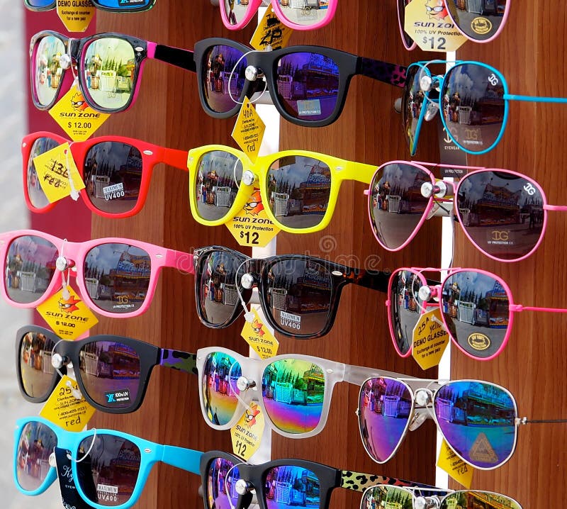 Colourful Sunglasses on Display at Stall Editorial Stock Photo Image
