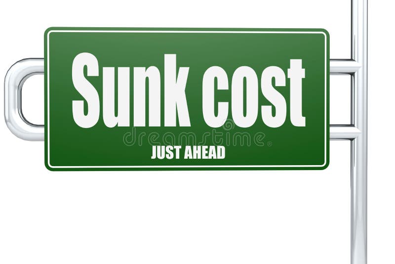 SUNK COST Text on Red Grungy Round Stamp Stock Illustration