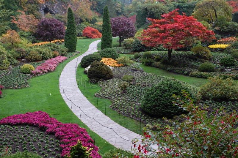 Sunken garden in fall