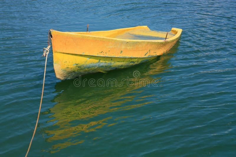 Sunken yellow Boat stock photos