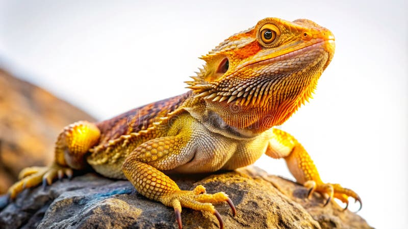 SunKissed barbă Dragon cântare uimitoare și o poză maiestuoasă pe o oază stâncoasă royalty free illustration