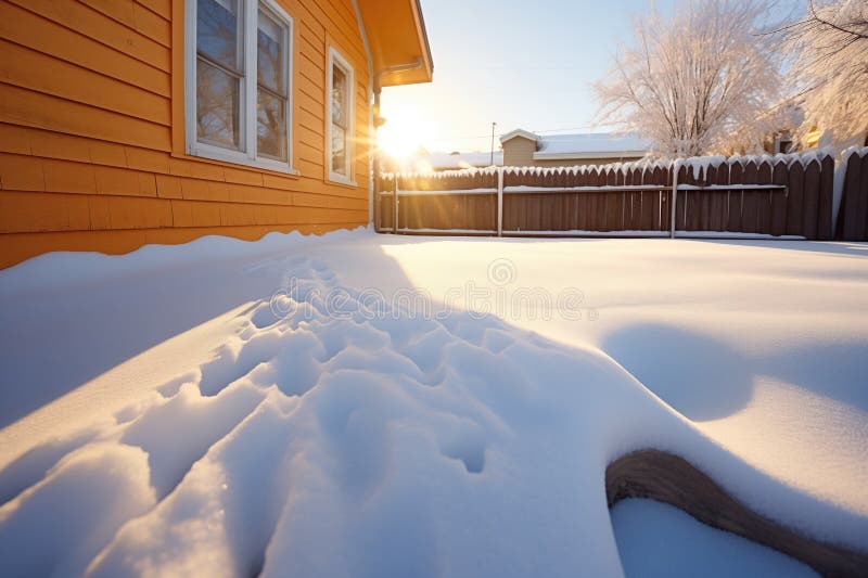 Sunlight casting shadows on a snow creation royalty free illustration