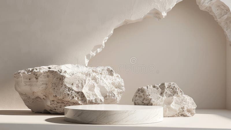 Sunlight highlights the simplicity of minimalist rock display royalty free illustration
