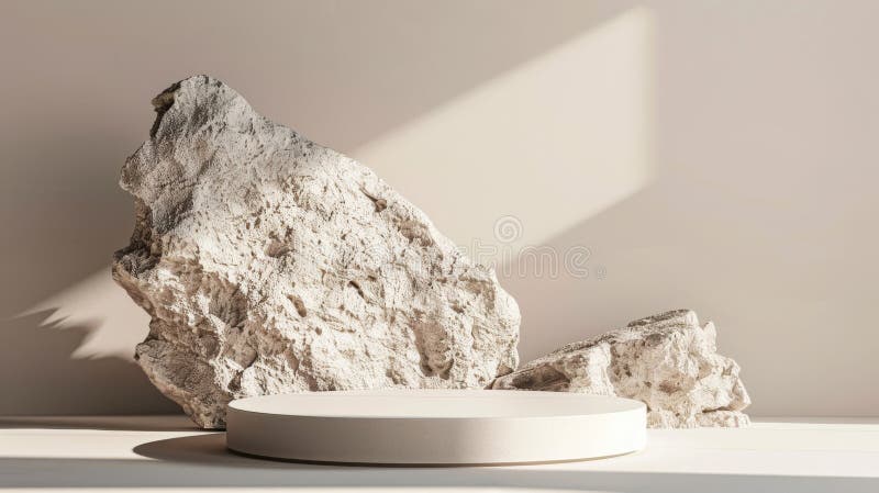 Sunlight illuminates minimalist rock display vector illustration