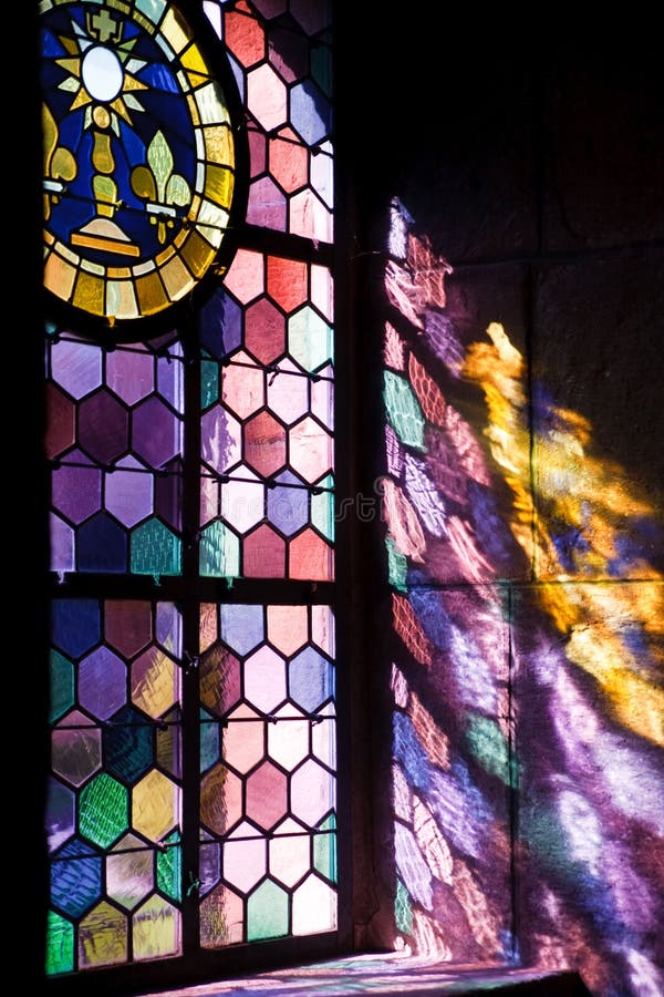 Sunlight shining throw colored window. Window color reflection background stock images, royalty-free photos and pictures