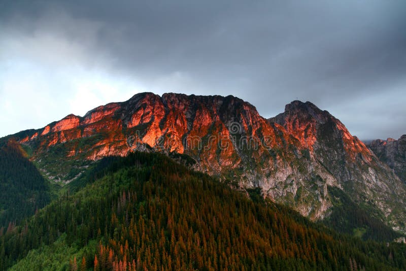 Sunlight on mountain in Zakopane