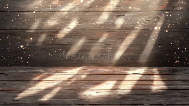 Sunlight Rays Piercing Through Wooden Blinds Creating Magical Dust Particles stock images