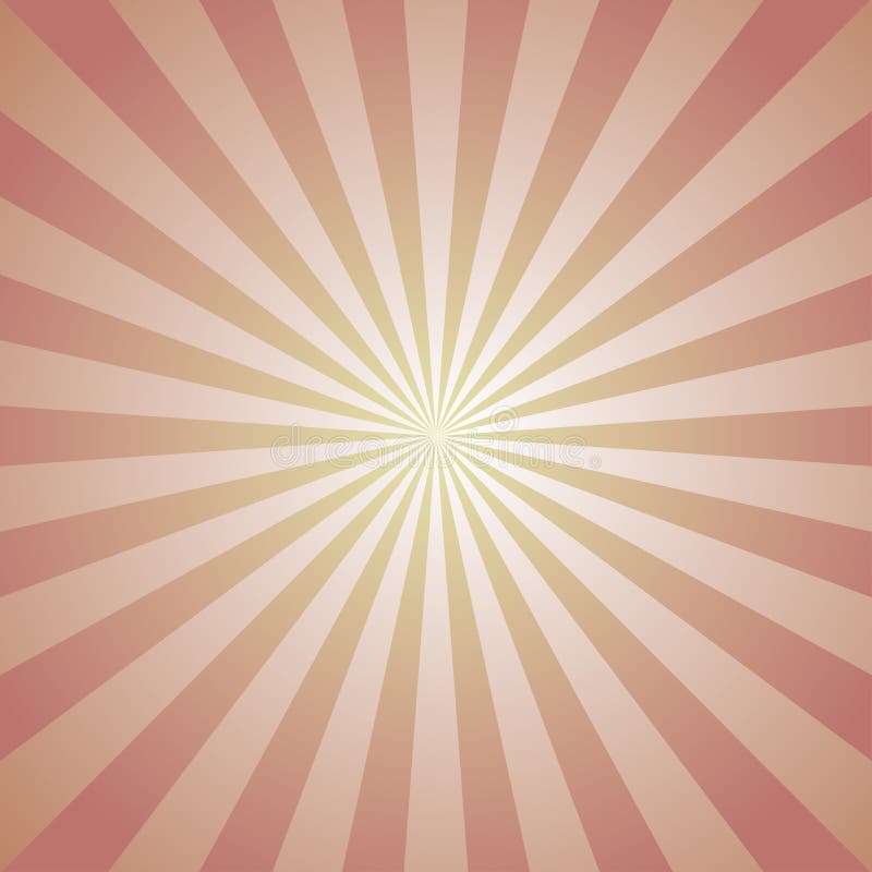 Sunlight retro faded background. Pale red and beige color burst background. Fantasy Vector illustration. Magic Sun beam ray pattern background. Old paper starburst. Circus style